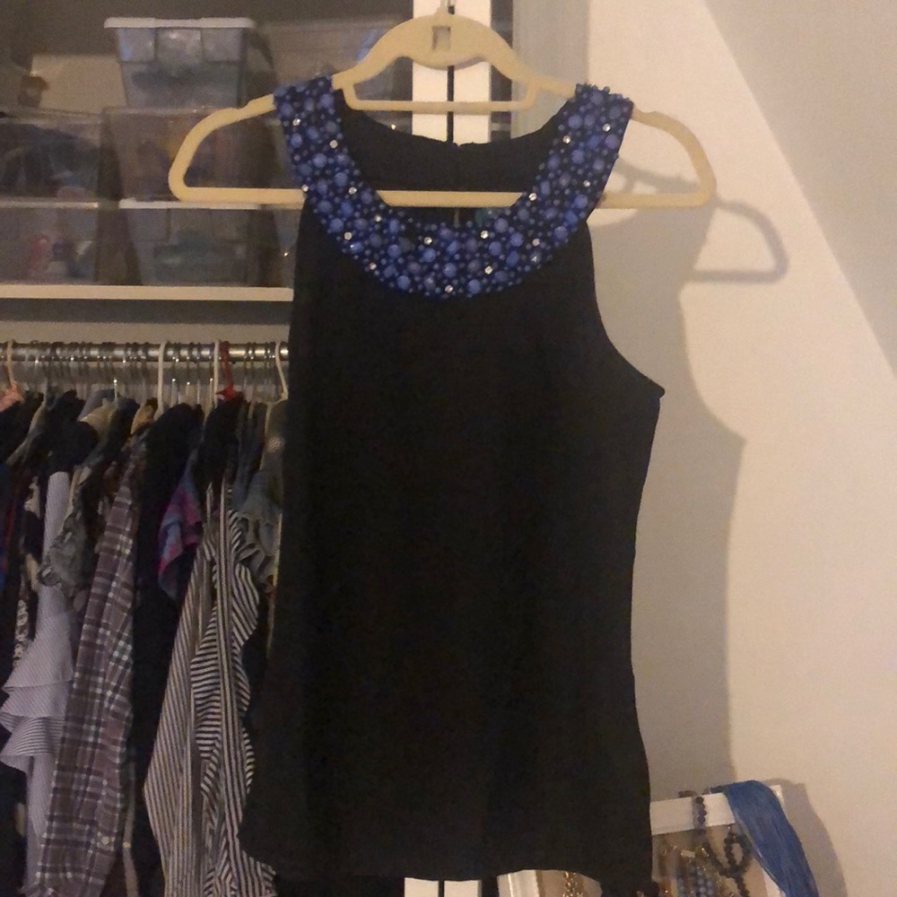 Black tank with beaded neckline